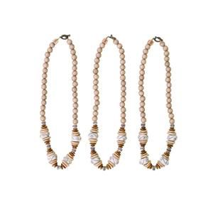 NEW CAROLINA STRUNG the sloane, wood beaded necklace in tan